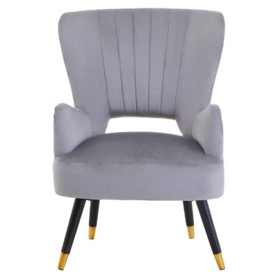 Interiors by Premier Grey Velvet Cut Out Back Chair, Sturdy Support Homebase Chair, Built to Last Velvet Desk Chair