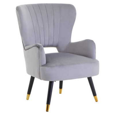 Interiors by Premier Grey Velvet Cut Out Back Chair, Sturdy Support Homebase Chair, Built to Last Velvet Desk Chair