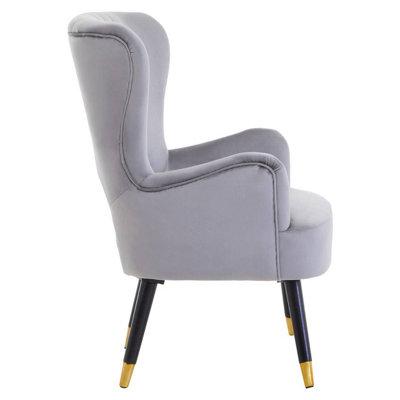 Interiors by Premier Grey Velvet Cut Out Back Chair, Sturdy Support Homebase Chair, Built to Last Velvet Desk Chair
