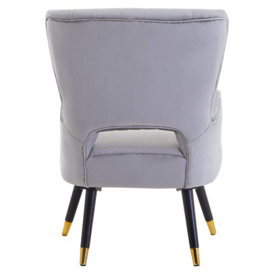 Interiors by Premier Grey Velvet Cut Out Back Chair Sturdy Support Homebase Chair Built to Last