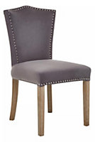 Interiors by Premier Grey Velvet Dining Chair, Classic Velvet Chair, Cozy Dining Chair for Dining Room, Living Room, Home, Office