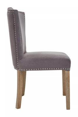 Interiors by Premier Grey Velvet Dining Chair, Classic Velvet Chair, Cozy Dining Chair for Dining Room, Living Room, Home, Office