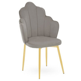 Interiors by Premier Grey Velvet Dining Chair, Durable & Adjustable Velvet Office Chair, Backrest Grey Accent Chair with Gold Legs