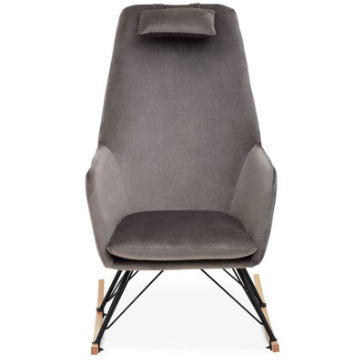 Interiors by Premier Grey Velvet Rocking Chair,  Easy to Clean Velvet Accent Chair, Arm and Backrest Support Comfy Armchair