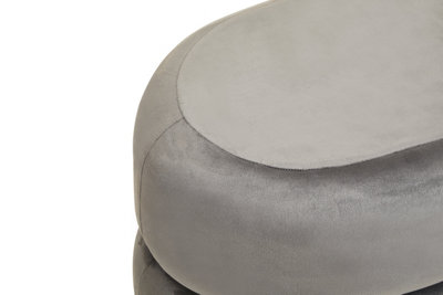 Interiors by Premier Grey Velvet Round Footstool, Round Stool with ...