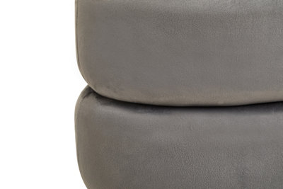 Interiors by Premier Grey Velvet Round Footstool, Round Stool with ...