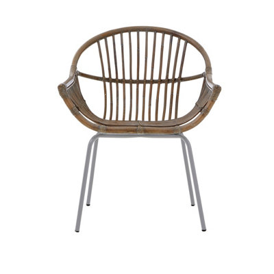 Interiors by Premier Grey Wash Natural Rattan Chair, Rustless Rattan Chair, Easy Cleaning Rattan Armchair