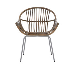 Interiors by Premier Grey Wash Natural Rattan Chair, Rustless Rattan Chair, Easy Cleaning Rattan Armchair
