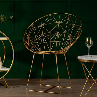 Interiors By Premier Handcrafted Gold Iron Design Chair, Geometric ...