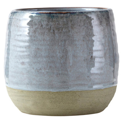 Interiors by Premier Handcrafted Large Grey Planter, Glazed Finish Large Garden Flower Pot, Versatile Outdoor Flower Planter