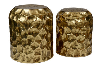 Interiors by Premier Handcrafted Set Of 2 Stools, Vintage Outdoor ...