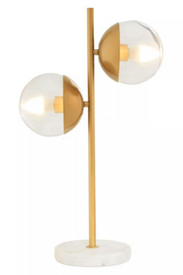 Interiors By Premier Handcrafted Two Light Gold Finish Table Lamp, Minimalist Design Bedside Lamp, Versatile Lamp On A Table