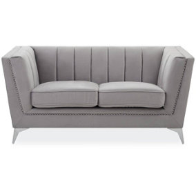 Interiors by Premier Hansa Two Seat Grey Velvet Sofa