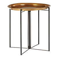 Interiors by Premier Hege Large Brass And Black Finish Side Table