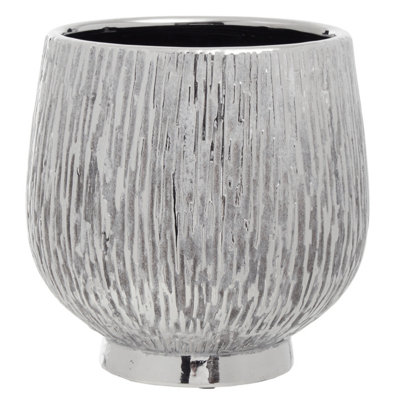 Interiors by Premier Hesper Large Silver Ceramic Planter