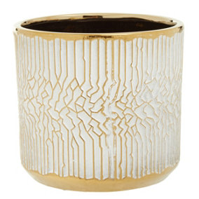 Interiors by Premier Honna Large White Gold Ceramic Planter