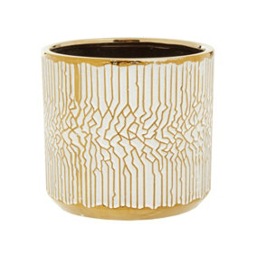 Interiors by Premier Honna Small White Gold Ceramic Planter