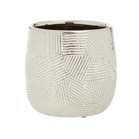 Interiors by Premier Honna Small White Silver Ceramic Planter