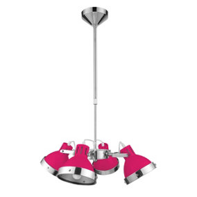 Interiors by Premier Hot Pink and Chrome 4 Shade Pendant Light