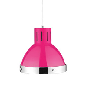 Interiors by Premier Hot Pink and Chrome Bell Shaped Pendant Light