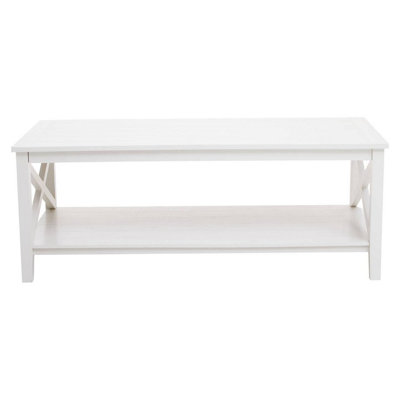 Interiors by Premier Ivory Coffee Table, Wood Table for Coffee and Outdoor with Bottom Shelf, Pine Wood & MDF Tea Table