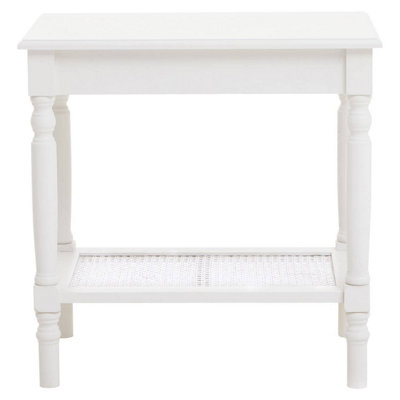 Interiors by Premier Ivory Side Table, Night Stand End Table with Bottom Shelf, Bedside Night Table for Home