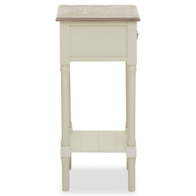 Interiors by Premier Ivory Side Table with Drawer, Slim Night Stand End Table with Bottom Shelf, Bedside Night Table for Home