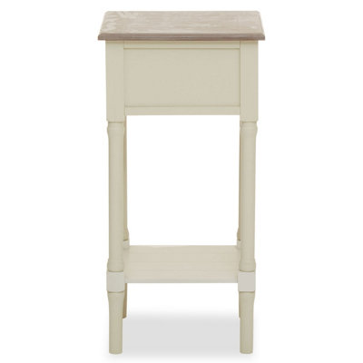 Interiors by Premier Ivory Side Table with Drawer, Slim Night Stand End Table with Bottom Shelf, Bedside Night Table for Home