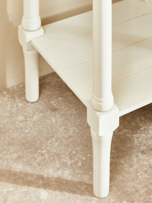 Interiors by Premier Ivory Side Table with Drawer, Slim Night Stand End Table with Bottom Shelf, Bedside Night Table for Home