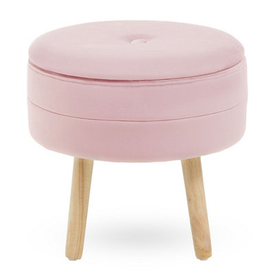 Interiors by Premier Ivy Pink Velvet Stool