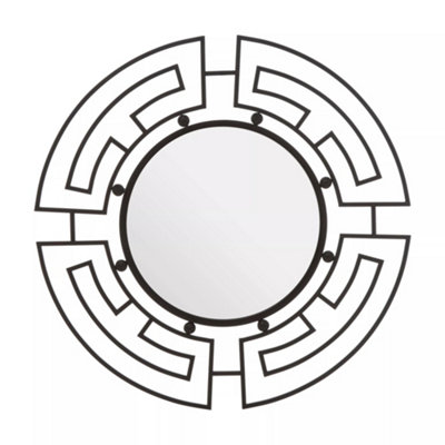 Interiors by Premier Jalal Black Metal Frame Round Wall Mirror