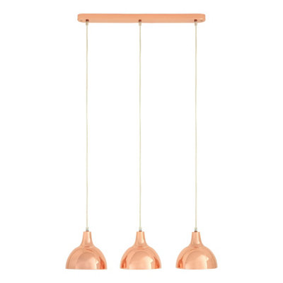 Interiors by Premier Jasper 3 Pendant Light with Copper Finish