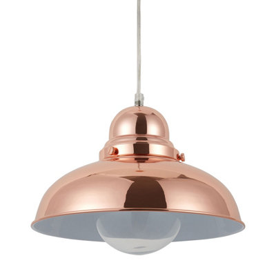 Interiors by Premier Jasper Bell Shaped Pendant Light with Copper Finish