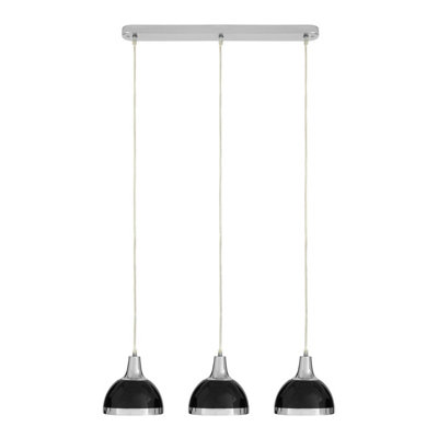 Interiors by Premier Jasper Black Shade and Chrome Pendant Light