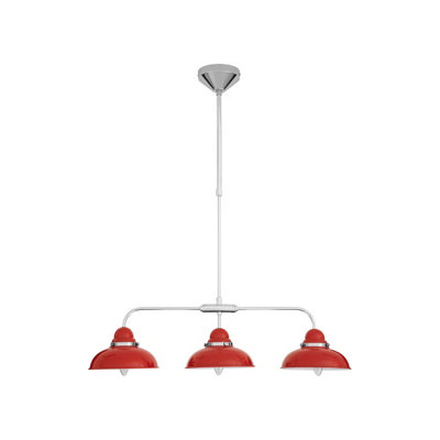 Interiors by Premier Jasper Red and Chrome 3 Light Pendant Light