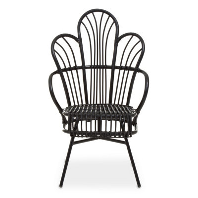 Interiors by Premier Java Black Rattan Scalloped Back Chair