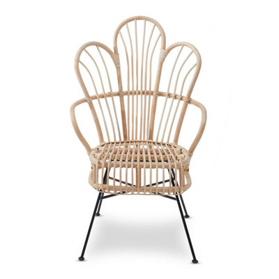 Rattan fan back online accent chair