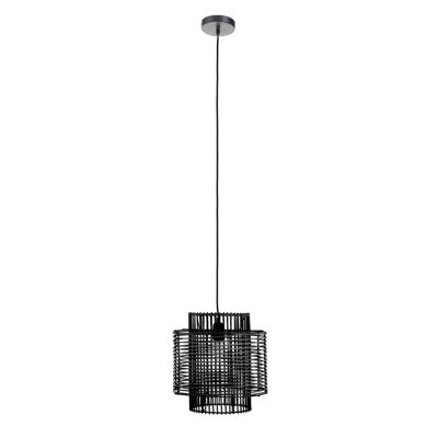 Interiors by Premier Jaya Black Rattan Overlapping Pendant Lamp