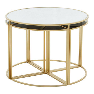 Interiors by Premier Jolie Five Piece Nesting Tables Set With Mirrored Top and Gold Frames