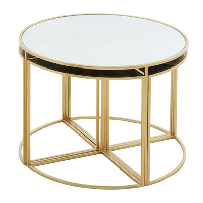 Interiors by Premier Jolie Five Piece Nesting Tables Set With Mirrored Top and Gold Frames
