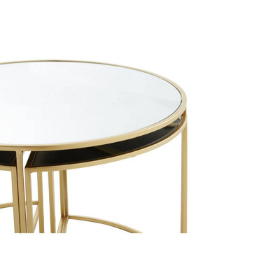 Interiors by Premier Jolie Five Piece Nesting Tables Set With Mirrored Top and Gold Frames