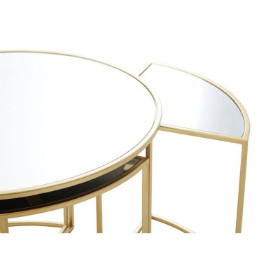 Interiors by Premier Jolie Five Piece Nesting Tables Set With Mirrored Top and Gold Frames