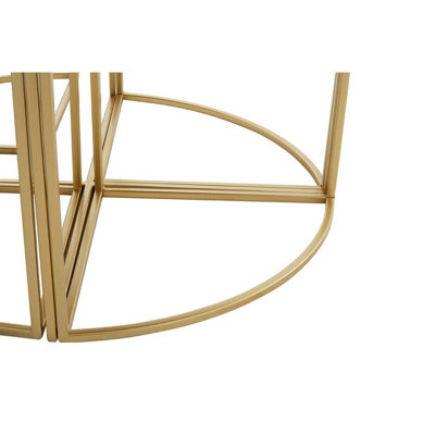 Interiors by Premier Jolie Five Piece Nesting Tables Set With Mirrored Top and Gold Frames