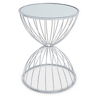 Interiors by Premier Jolie Hourglass Mirrored Top Silver Frame Side Table