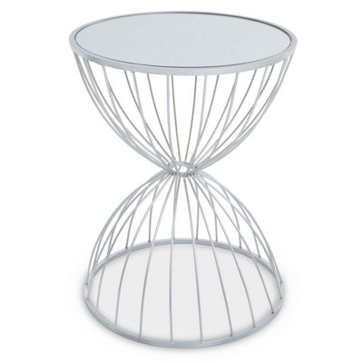 Interiors by Premier Jolie Hourglass Mirrored Top Silver Frame Side Table