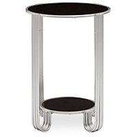 Interiors by Premier Jolie Round End Table Black Mirror and Silver Frame
