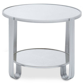 Interiors by Premier Jolie Round Mirrored Top Silver Frame Table