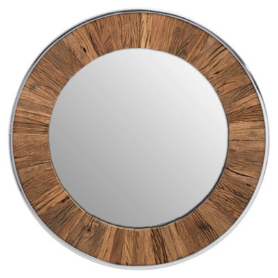 Interiors by Premier Kerala Natural Wood Round Mirror