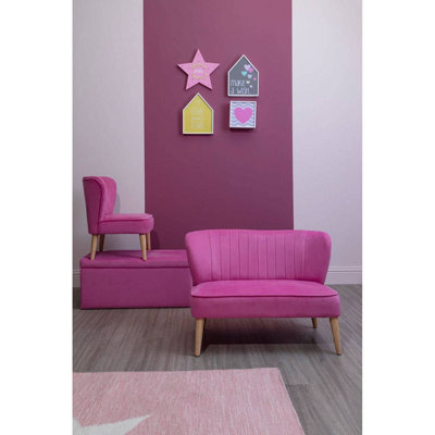 Interiors by Premier Kids Chair, Comfortable Seating Pink Velvet Chair, Easy to Clean Bedroom Chair, Adjustable Small Chair