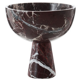 Interiors by Premier Large Red Marble Pedestal Bowl,High-quality Marble Fruit Bowl, Stain & Odor Resistant Pedestal Bowl